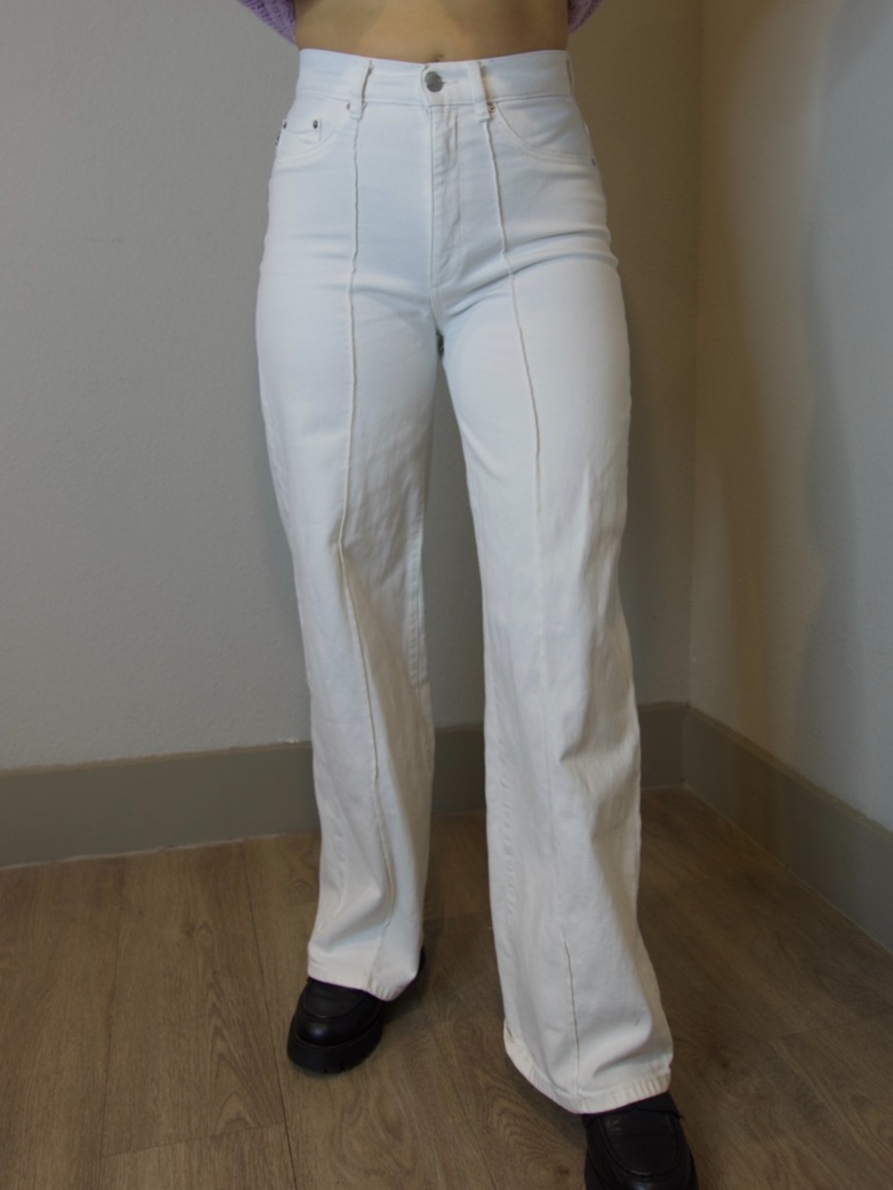 DL1961 Hepburn High Rise Wide Leg Jeans in White